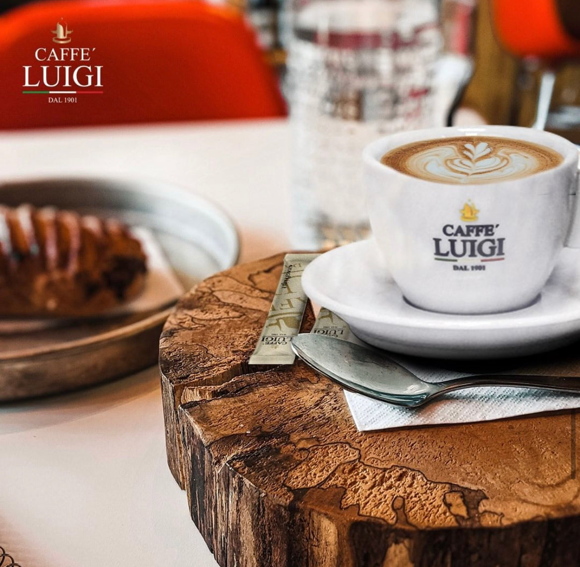 Espresso DOLCE Bohnen Beans 1Kg Caffe 'Luigi 100% Arabica + 1 Cappuccino Tasse Doppelt