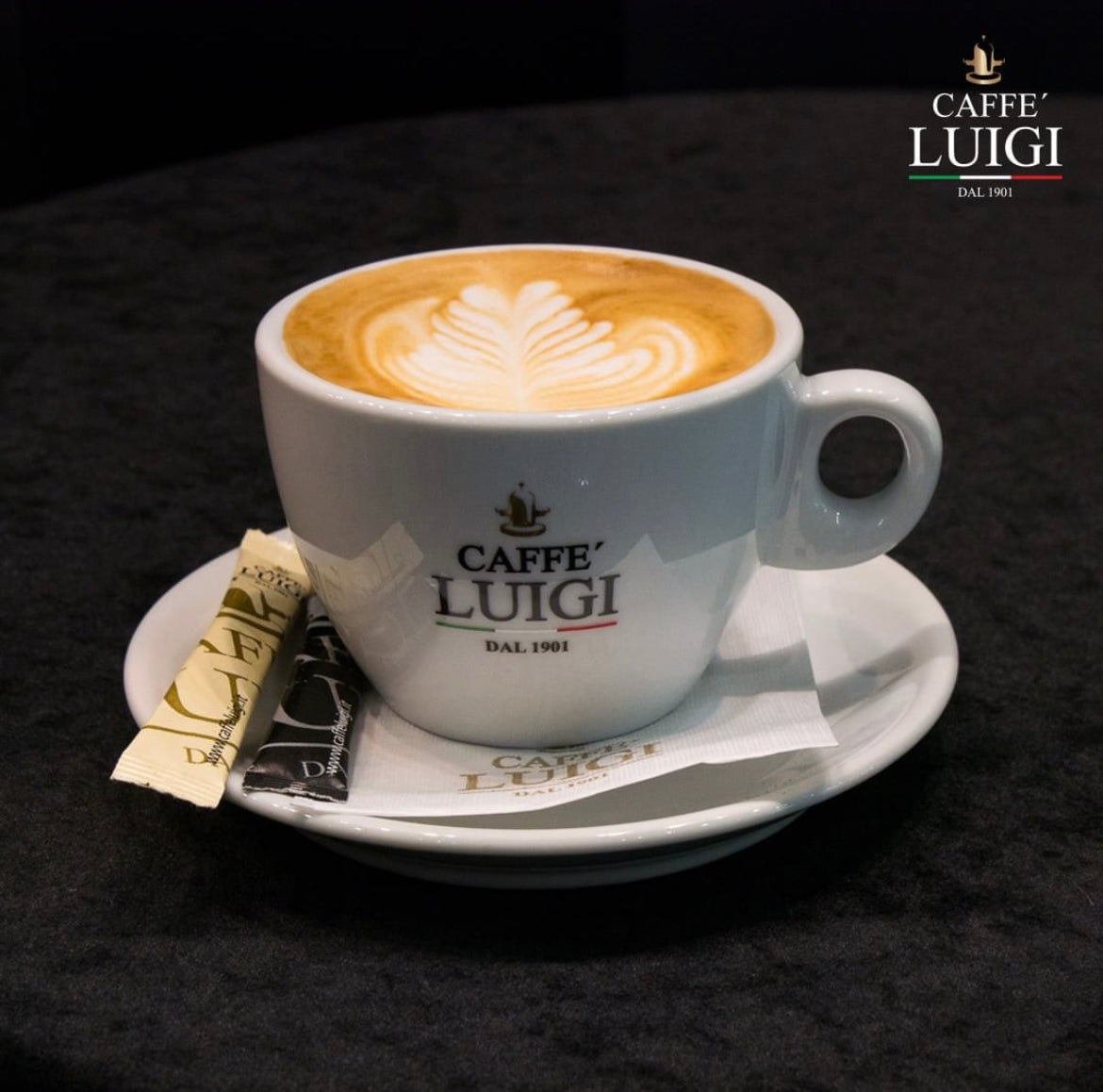 Espresso DOLCE Bohnen Beans 1Kg Caffe 'Luigi 100% Arabica + 1 Cappuccino Tasse Doppelt